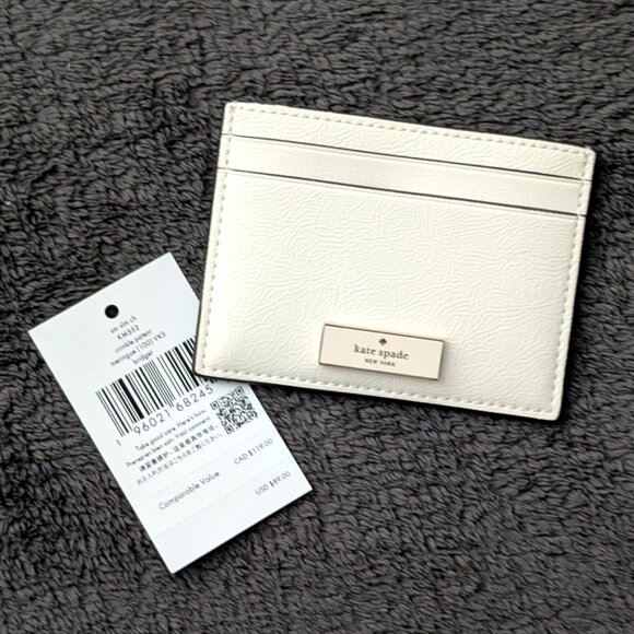NWT kate spade Bridget Crinkle Patent Small Slim Card Holder, Meringue - Picture 5 of 5